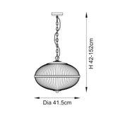 Endon Somerset 3lt Pendant Vintage brass finish & clear ribbed glass