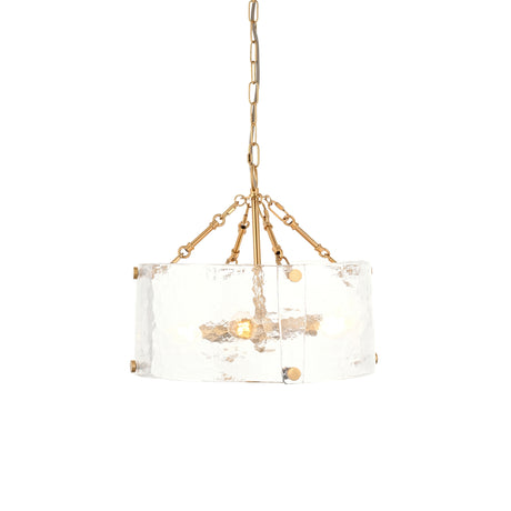 Endon Keller 4lt Pendant Brushed aged brass plate & handmade textured clear glass