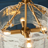 Endon Keller 4lt Pendant Brushed aged brass plate & handmade textured clear glass
