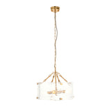 Endon Keller 4lt Pendant Brushed aged brass plate & handmade textured clear glass