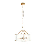 Endon Keller 4lt Pendant Brushed aged brass plate & handmade textured clear glass