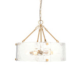 Endon Keller 6lt Pendant Brushed aged brass plate & handmade textured clear glass