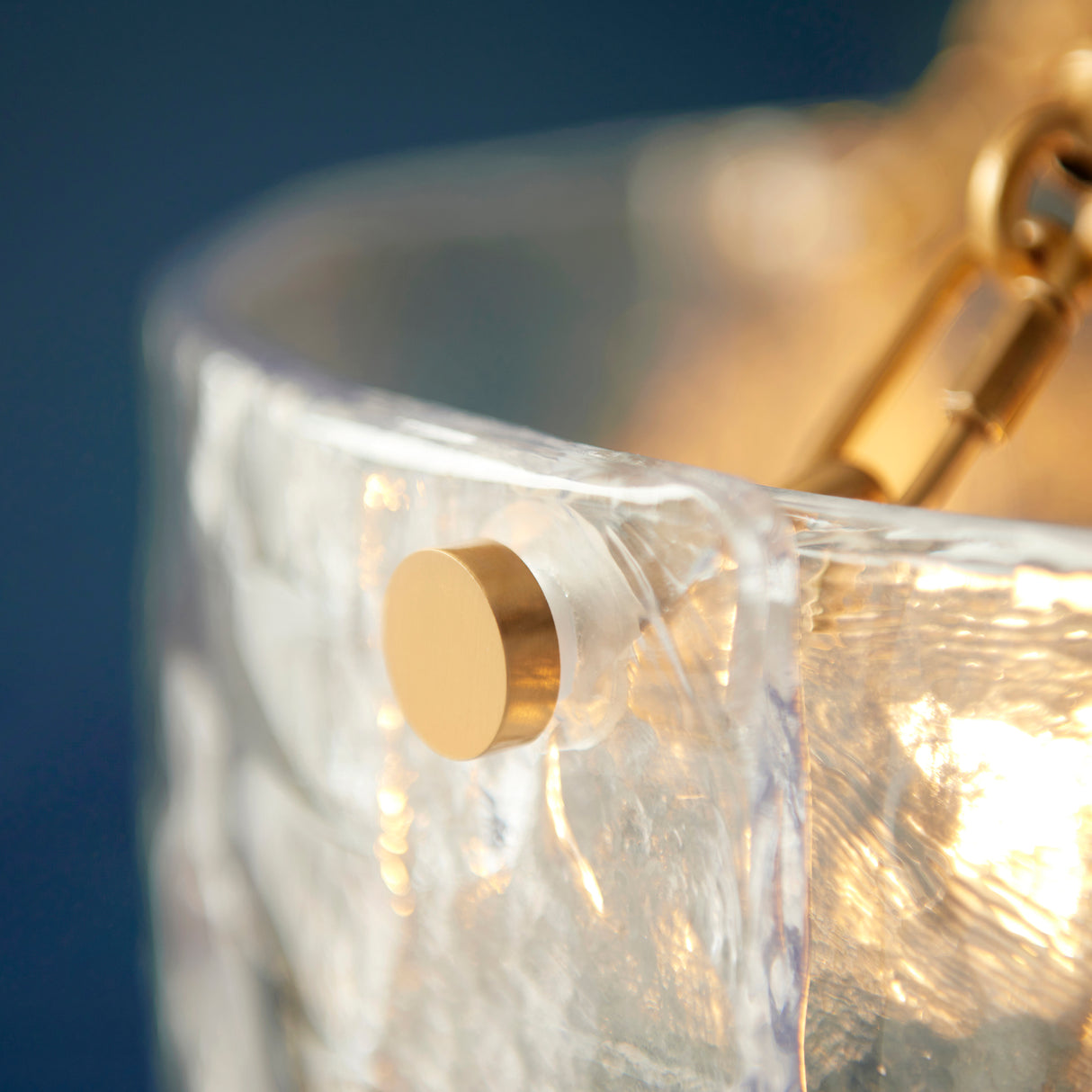 Endon Keller 6lt Pendant Brushed aged brass plate & handmade textured clear glass