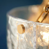 Endon Keller 6lt Pendant Brushed aged brass plate & handmade textured clear glass