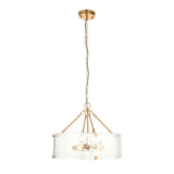 Endon Keller 6lt Pendant Brushed aged brass plate & handmade textured clear glass