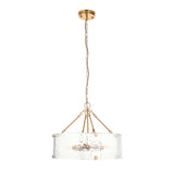 Endon Keller 6lt Pendant Brushed aged brass plate & handmade textured clear glass
