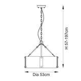 Endon Keller 6lt Pendant Brushed aged brass plate & handmade textured clear glass