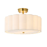 Endon Serene 2lt Flush Brushed aged brass plate & vintage white cotton