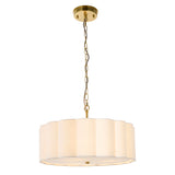 Endon Serene 3lt Pendant Brushed aged brass plate & vintage white cotton
