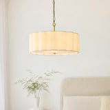Endon Serene 3lt Pendant Brushed aged brass plate & vintage white cotton