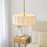 Endon Serene 3lt Pendant Brushed aged brass plate & vintage white cotton