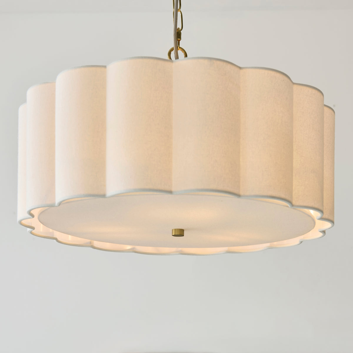 Endon Serene 3lt Pendant Brushed aged brass plate & vintage white cotton