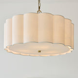 Endon Serene 3lt Pendant Brushed aged brass plate & vintage white cotton