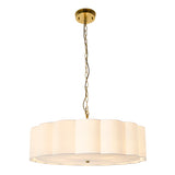 Endon Serene 6lt Pendant Brushed aged brass plate & vintage white cotton