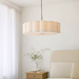 Endon Serene 6lt Pendant Brushed aged brass plate & vintage white cotton