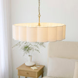 Endon Serene 6lt Pendant Brushed aged brass plate & vintage white cotton