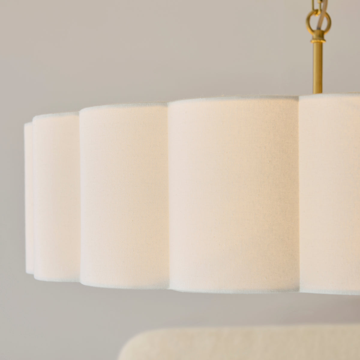 Endon Serene 6lt Pendant Brushed aged brass plate & vintage white cotton