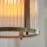 Endon Ridgeton Pendant Antique brass plate & clear ribbed glass