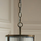 Endon Ridgeton Pendant Antique brass plate & clear ribbed glass