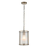 Endon Ridgeton Pendant Antique brass plate & clear ribbed glass