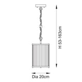 Endon Ridgeton Pendant Antique brass plate & clear ribbed glass