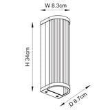 Endon Ridgeton 2lt Wall Antique brass plate & clear ribbed glass