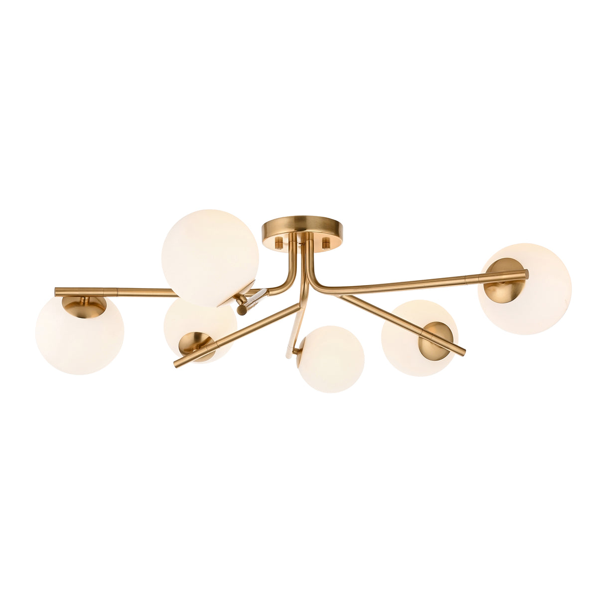 Endon Aaron 6lt Semi flush Brushed aged brass plate & matt opal glass