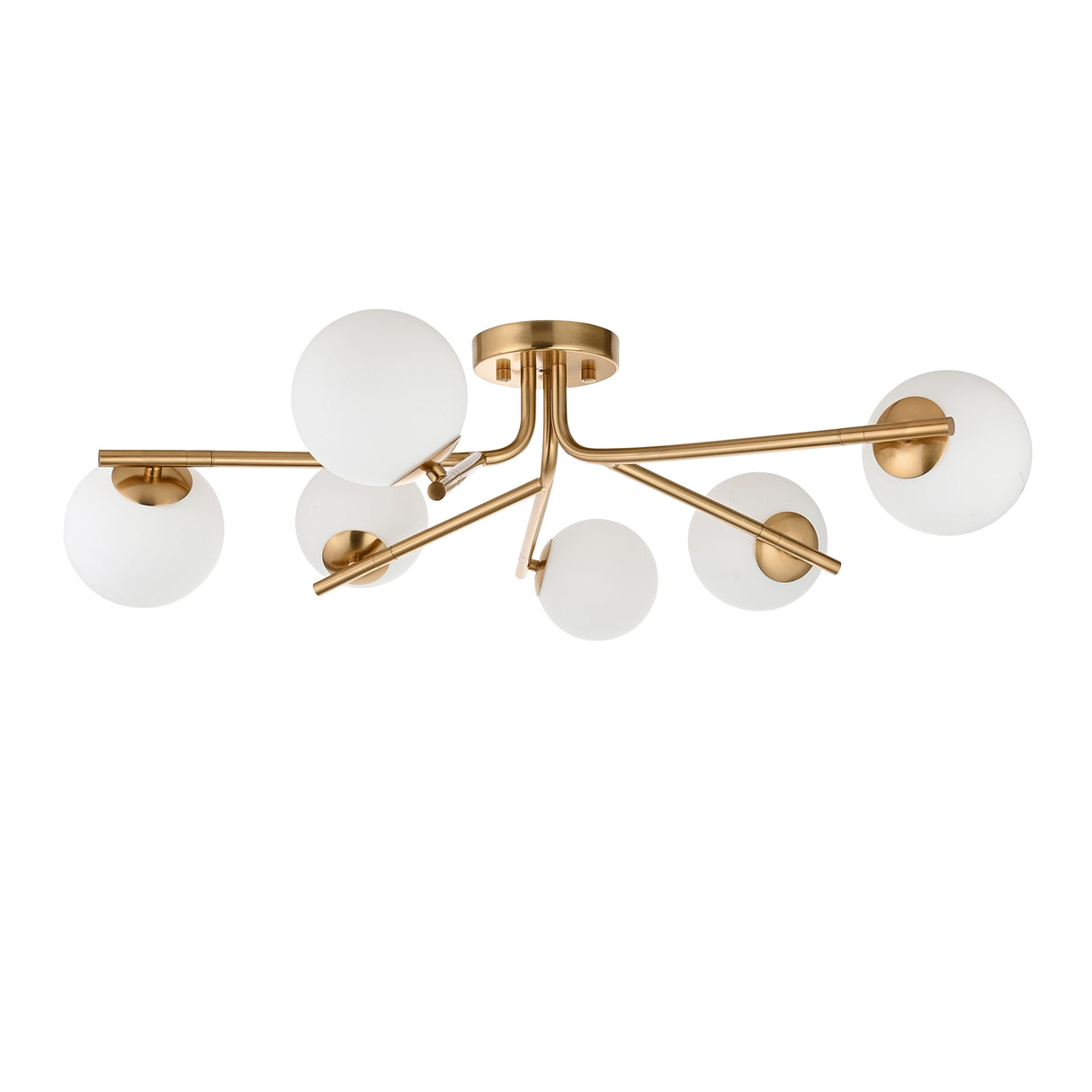Endon Aaron 6lt Semi flush Brushed aged brass plate & matt opal glass