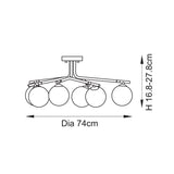 Endon Aaron 6lt Semi flush Brushed aged brass plate & matt opal glass