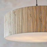 Endon Longshore 3lt Pendant Natural seagrass, matt black & white fabric