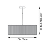 Endon Longshore 3lt Pendant Natural seagrass, matt black & white fabric