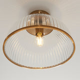 Endon Somerset Downlight Flush Vintage brass finish & clear ribbed glass