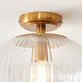 Endon Somerset Downlight Flush Vintage brass finish & clear ribbed glass