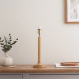 Endon Twist Table Base Oak effect resin & antique brass plate