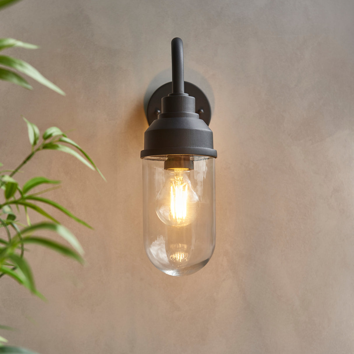 Endon Truro Wall Textured black & clear glass