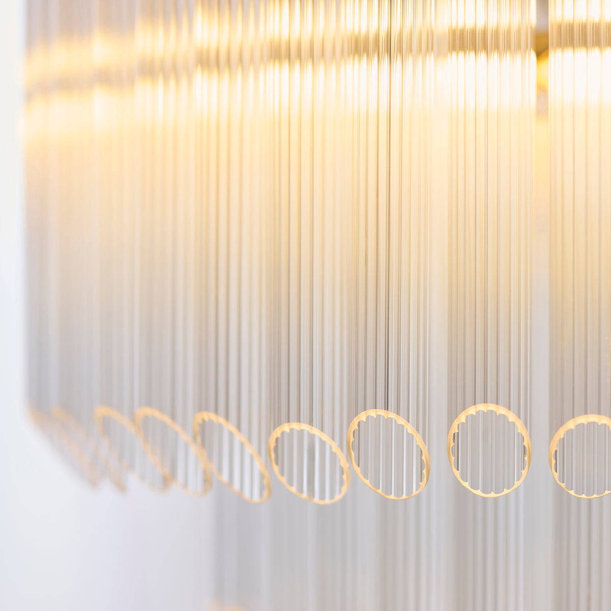 Endon Montpellier 3lt Pendant Brushed aged brass plate & clear ribbed glass