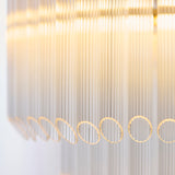 Endon Montpellier 3lt Pendant Brushed aged brass plate & clear ribbed glass