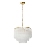 Endon Montpellier 3lt Pendant Brushed aged brass plate & clear ribbed glass