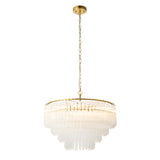Endon Montpellier 6lt Pendant Brushed aged brass plate & clear ribbed glass
