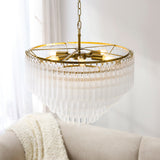 Endon Montpellier 6lt Pendant Brushed aged brass plate & clear ribbed glass
