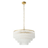 Endon Montpellier 6lt Pendant Brushed aged brass plate & clear ribbed glass