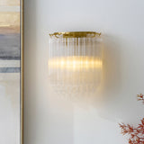 Endon Montpellier Wall Brushed aged brass plate & clear ribbed glass