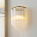 Endon Montpellier Wall Brushed aged brass plate & clear ribbed glass
