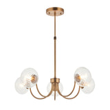 Endon Hague 5lt Chandelier Warm Antique Brass & Clear Spiral Glass