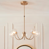 Endon Hague 5lt Chandelier Warm Antique Brass & Clear Spiral Glass