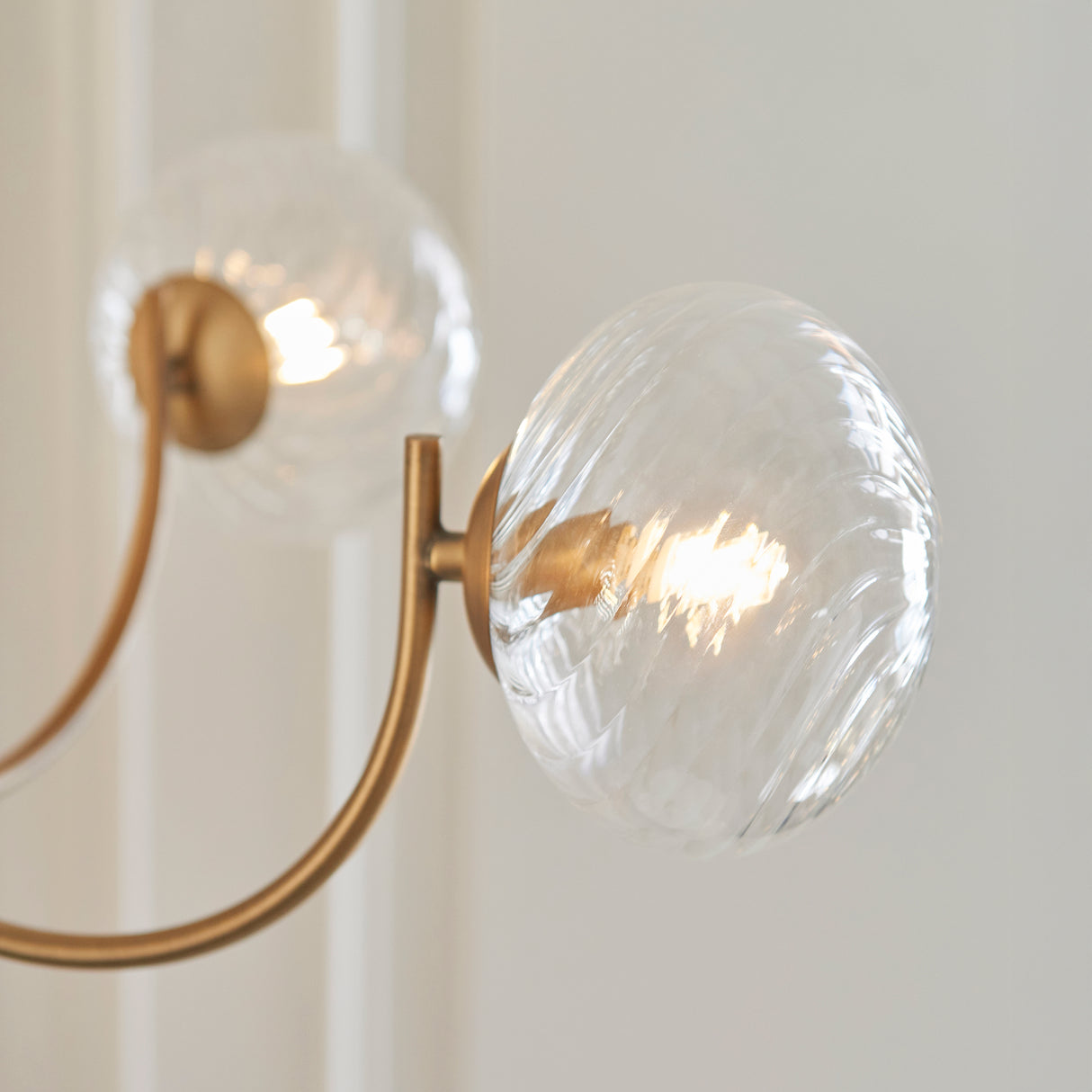 Endon Hague 5lt Chandelier Warm Antique Brass & Clear Spiral Glass