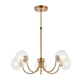 Endon Hague 5lt Chandelier Warm Antique Brass & Clear Spiral Glass