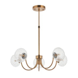 Endon Hague 5lt Chandelier Warm Antique Brass & Clear Spiral Glass