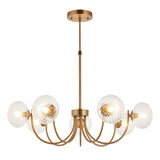 Endon Hague 7lt Chandelier Warm Antique Brass & Clear Spiral Glass