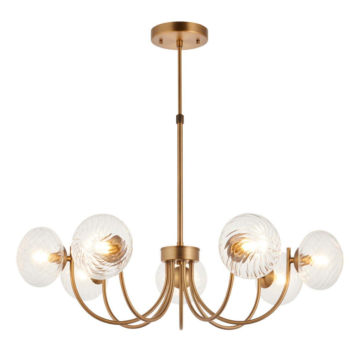 Endon Hague 7lt Chandelier Warm Antique Brass & Clear Spiral Glass